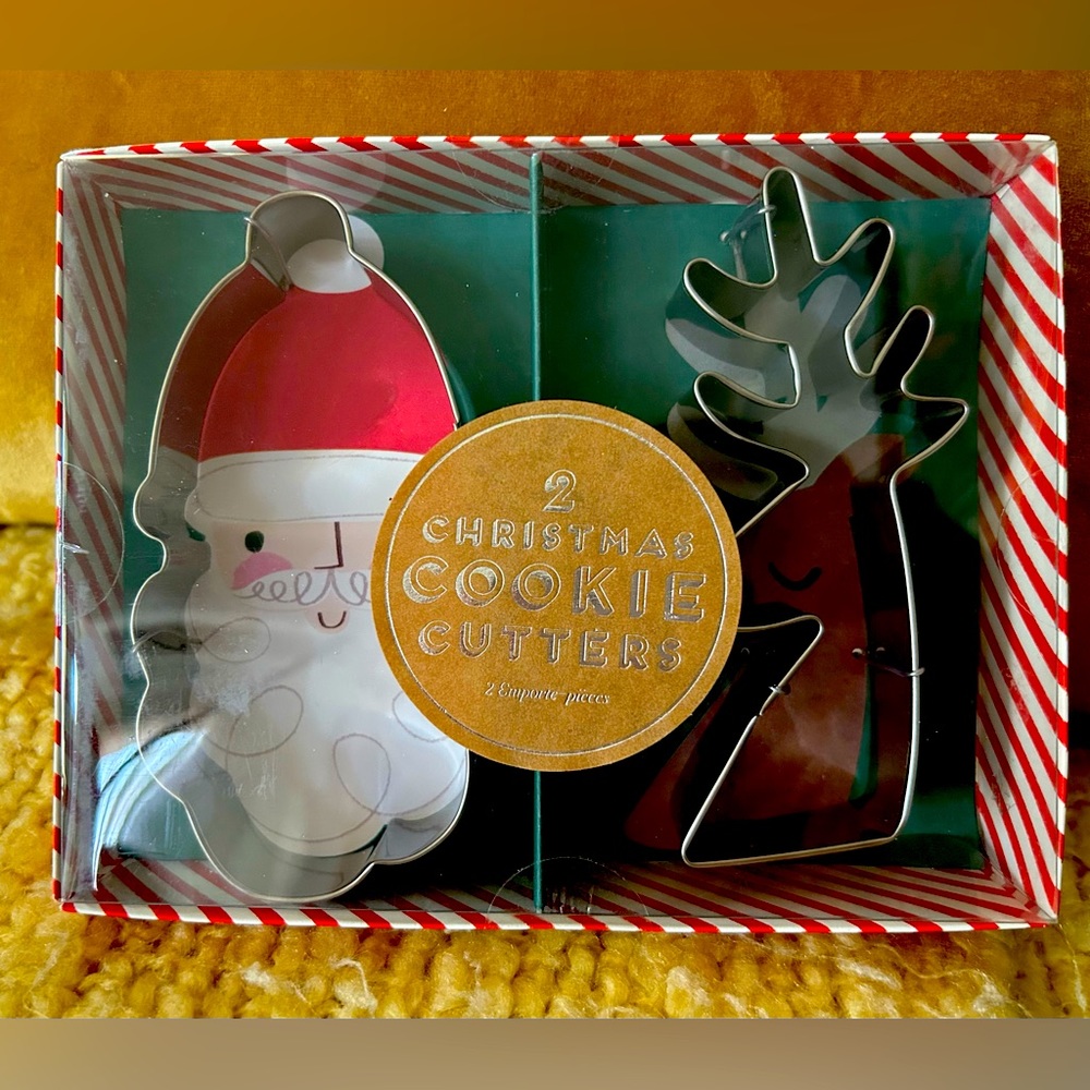 Meri Meri Santa Claus Face & Reindeer w/Antlers Cookie Cutters 4" NEW Metal